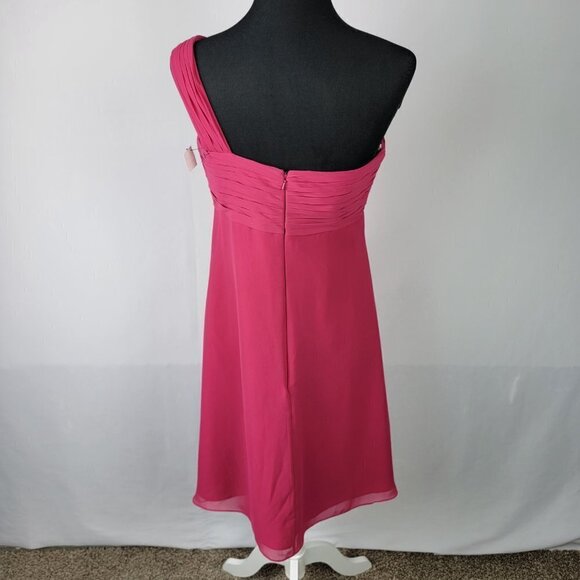 Bill Levkoff Evening Dress One Shoulder Dress Size 10  Pink Ruched Lined Party - Picture 5 of 8